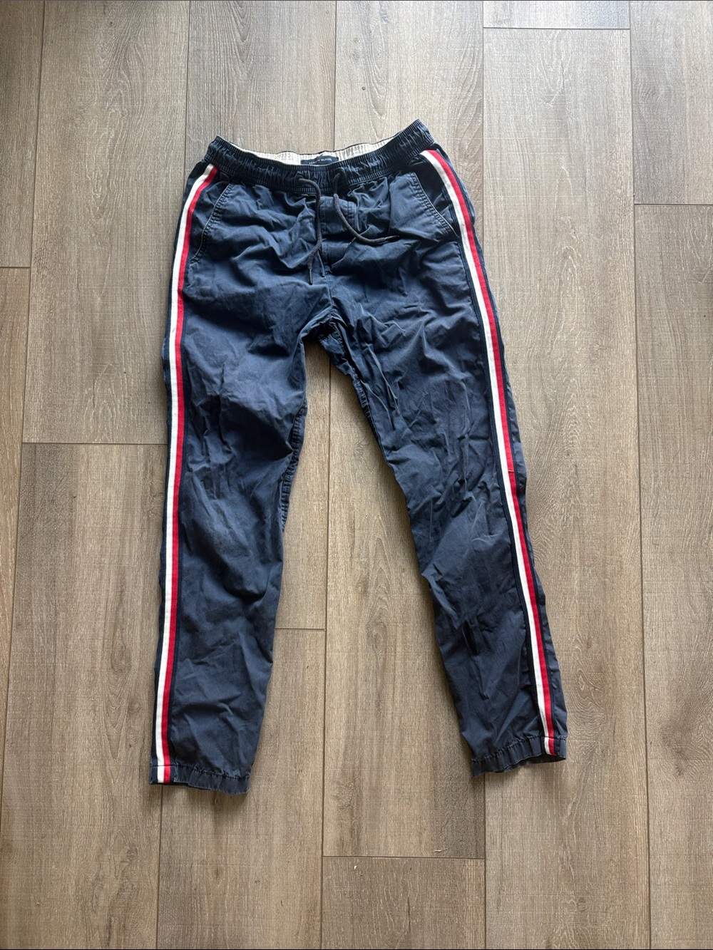 Women's Blue Joggers with Red & White Side Stripes